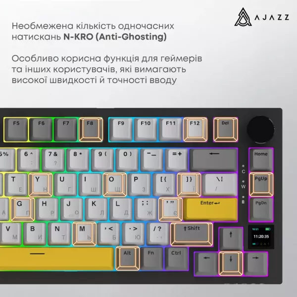 Клавіатура ігрова Ajazz AK820 PRO Flying Fish Switches (Black) (AK820PRO-FF-BGY) (UA)