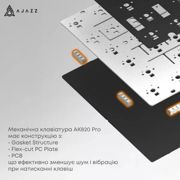 Клавіатура ігрова Ajazz AK820 PRO Flying Fish Switches (White/Purple) (AK820PRO-FF-PWB) (UA)
