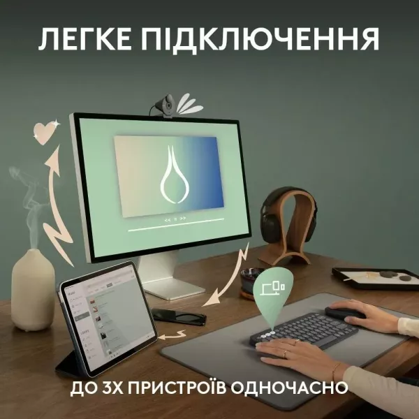 Клавiатура Logitech Pebble Keys 2 K380s (Graphite) (UA)