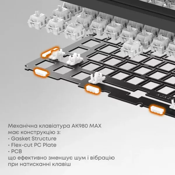 Клавіатура Ajazz AK980 MAX Magnetic Switch (Black/Gray/Yellow) (UA)