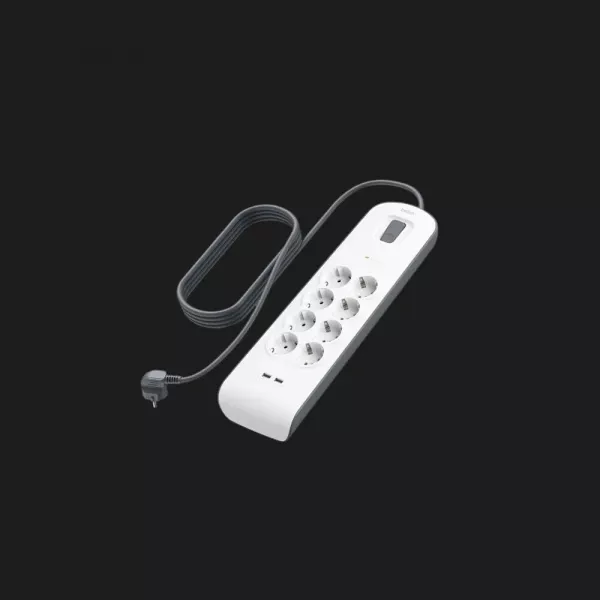 Мережевий фільтр Belkin 8хТип F, 3x1.5мм кв, 16А, 2xUSB-A 2.4A, з захистом від перенапруги,2м (White)