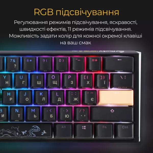 Клавіатура ігрова Ducky One 3 Mini Cherry MX Silent red RGB (Black) (UA)