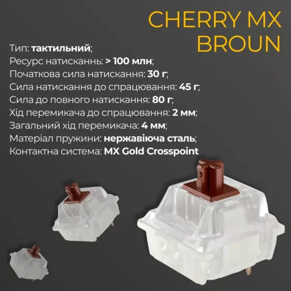 Клавіатура ігрова Ducky One 3 Mini Cherry MX Brown RGB (White) (UA)