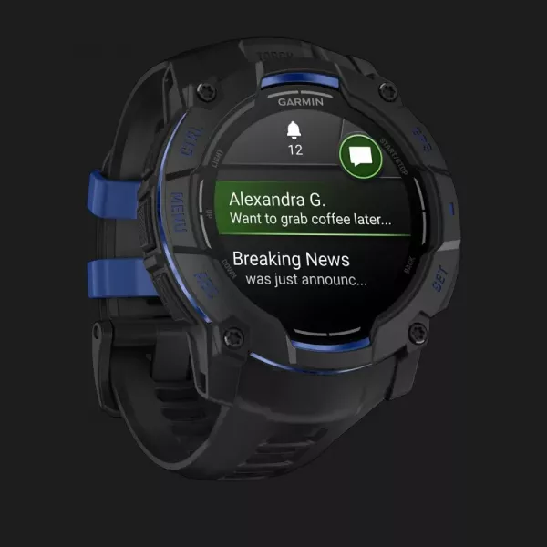 Garmin Instinct 3 50mm AMOLED Black with Black/Bolt Blue Band